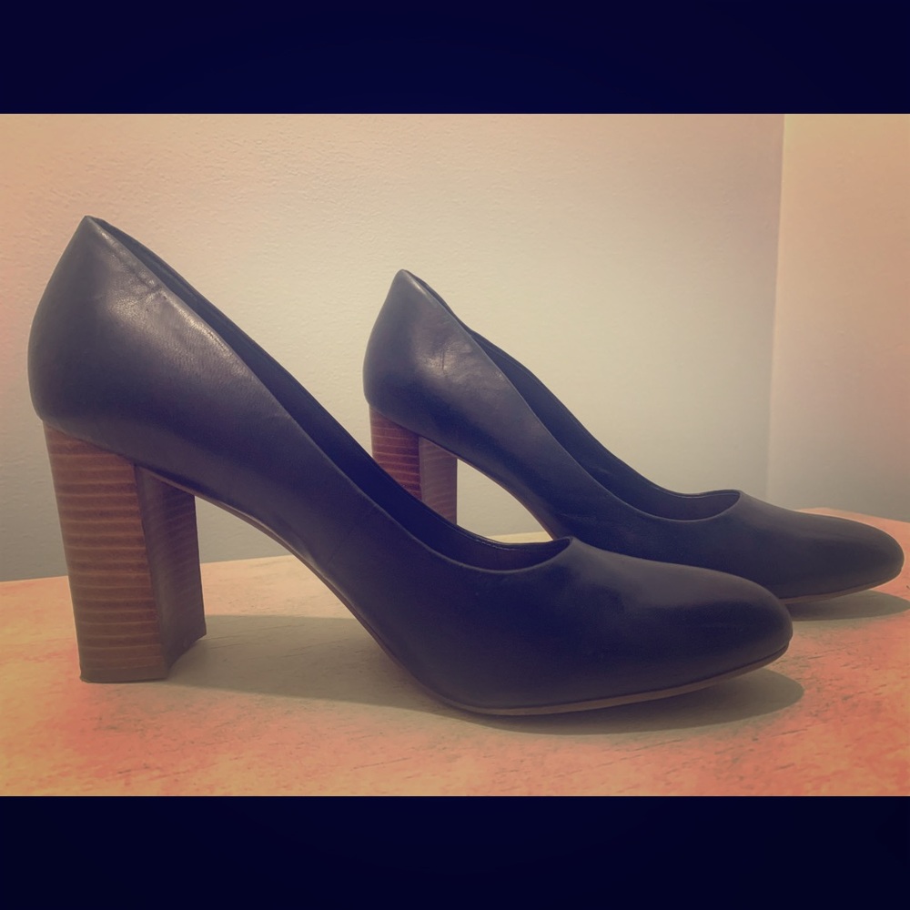 Franco sarto black and wood pumps 12 M